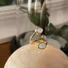 Bague Ajustable Doree/Blanc Nafy