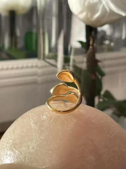 Bague Ajustable Doree/Blanc Nafy