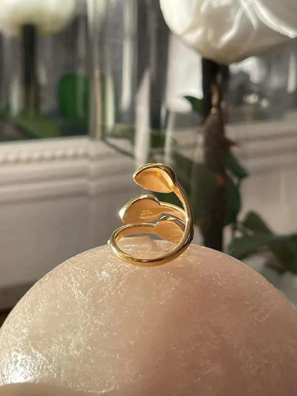 Bague Ajustable Doree/Blanc Nafy