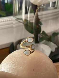 Bague Ajustable Doree/Blanc Nafy
