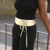 Ceinture En Cuir Metallise Dore Casey