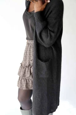 Gilet Long Noir Mohair Dan
