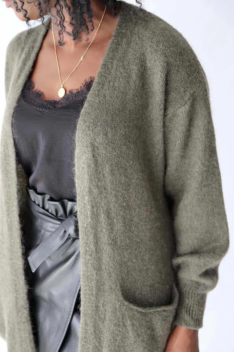 Gilet Long Vert Mohair Dan