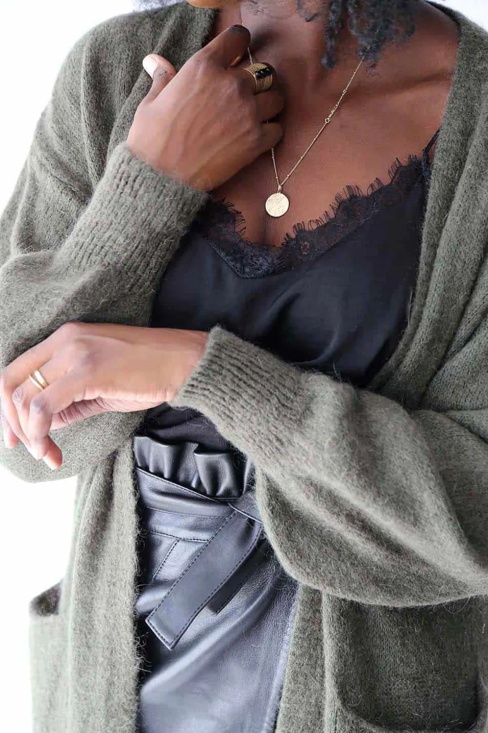 Gilet Long Vert Mohair Dan