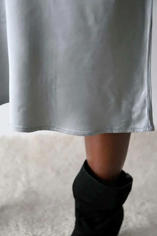 Jupe Midi Soie Gris Natty