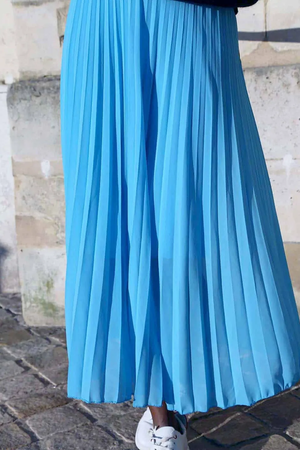 Jupe Plissee Midi Bleu Ciel Caudy