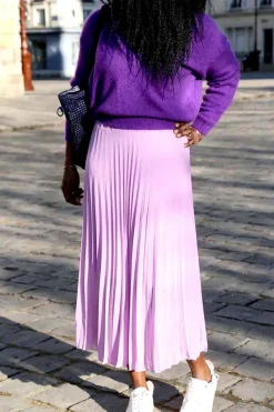 Jupe Plissee Midi Violet Lilas Caudy