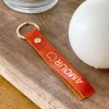 Porte-Clés En Cuir Orange Daisy