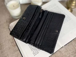 Portefeuille Cuir Tresse Noir Justin