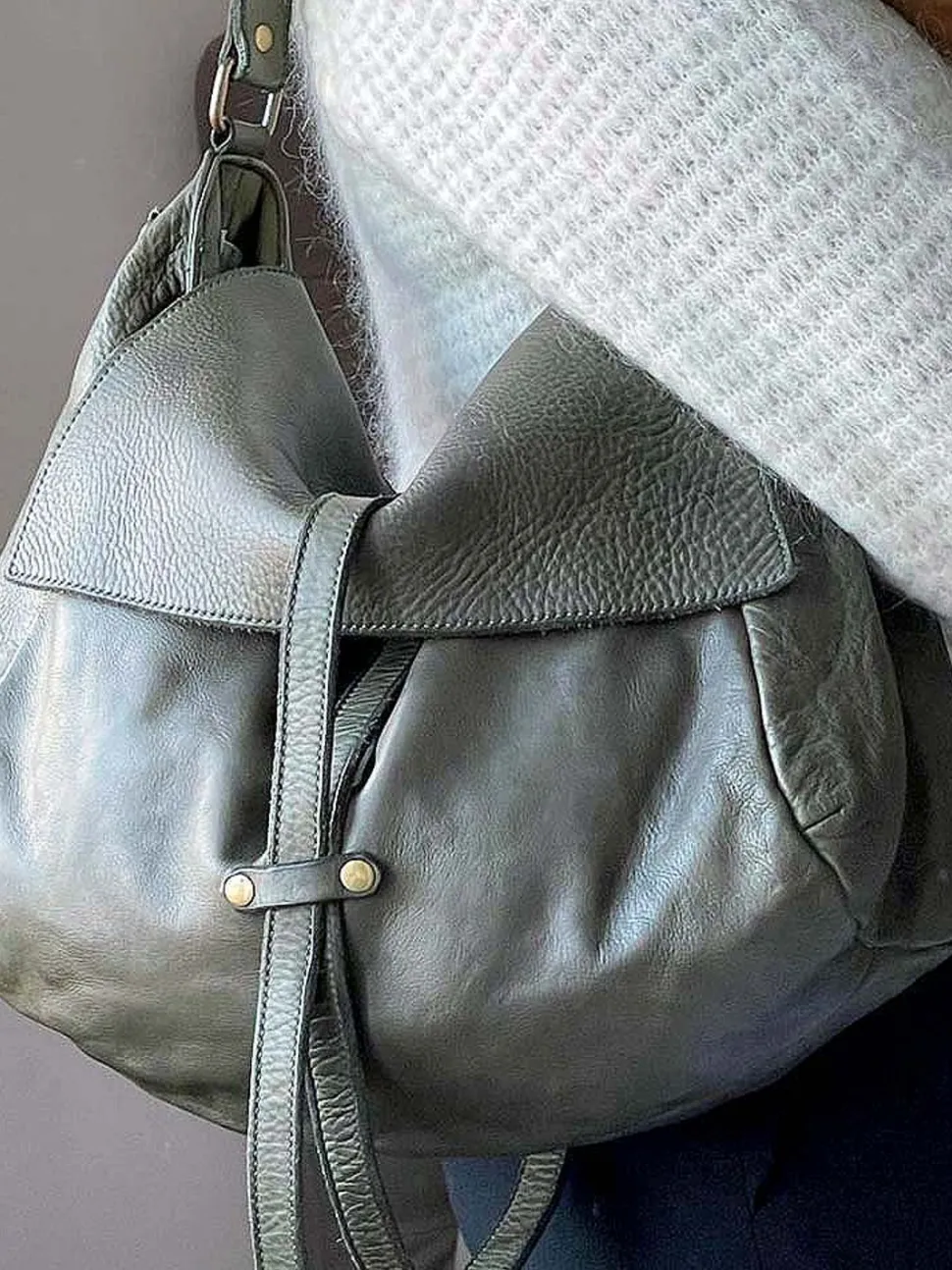 Sac Besace Cuir Vert Kaki Ninon