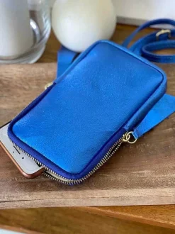 Sac Portable En Cuir Bleu Kira