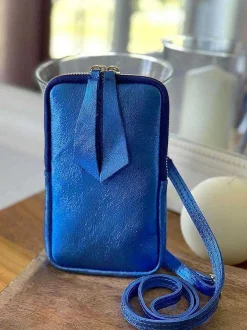 Sac Portable En Cuir Bleu Kira